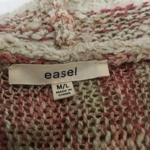 Easel Women’s Cream And Pink Long Flare Sleeve Cardigan Sweater Size M/L EUC - Picture 6 of 7